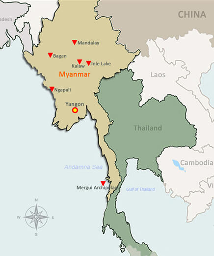 Myanmar Tour Map by Guiding Asia