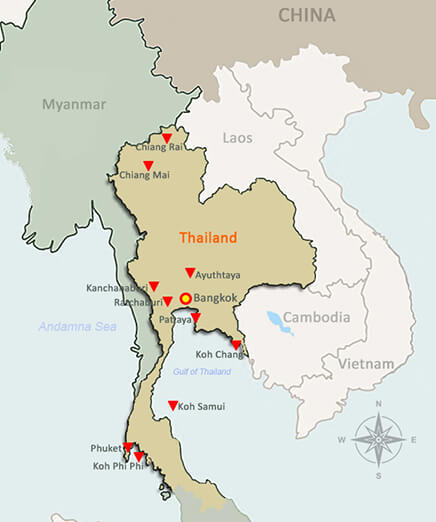 Thailand Tour Map by Guiding Asia