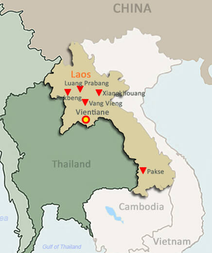 Laos Tour Map by Guiding Asia