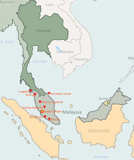 Malaysia Tour Map by Guiding Asia